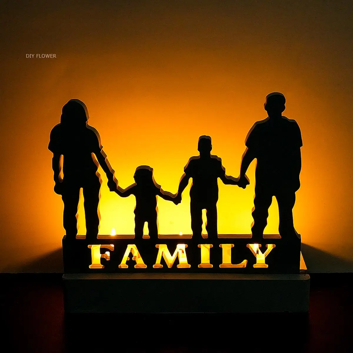 

FAMILY Letters Candle Holder Silicone Mold DIY Family of Four Gypsum Candlestick Resin Mould 3D Warm Crafts Festival Home Decor