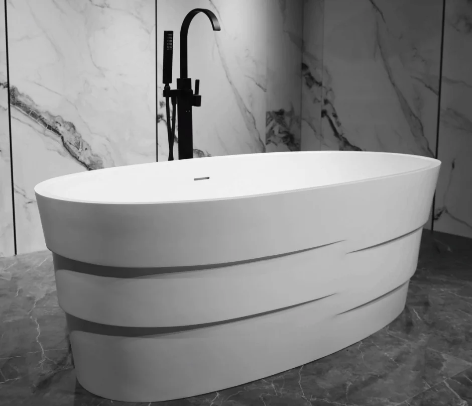 Freestanding Bath Tub Artificial Stone Tub Modern For Hotels Solid Factory Best Price Large Acrylic White Color