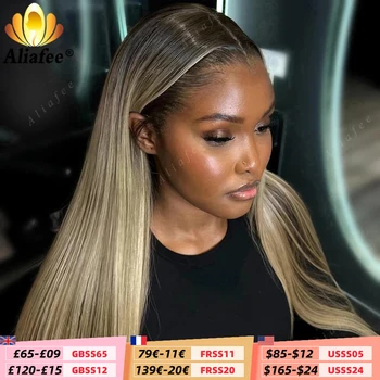 Ombre Dirty Blonde Straight Lace Frontal Wig 13x6 Human Hair Wigs Ash Blonde with Dark Roots 13x4 Lace Front Wigs for Women 1