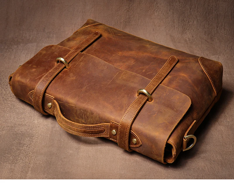 Genuine High Grade Retro Leather Briefcase Classic Men's Handbag Luxury Messenger Bag Office Computer Bags For 15 Inch Laptop
