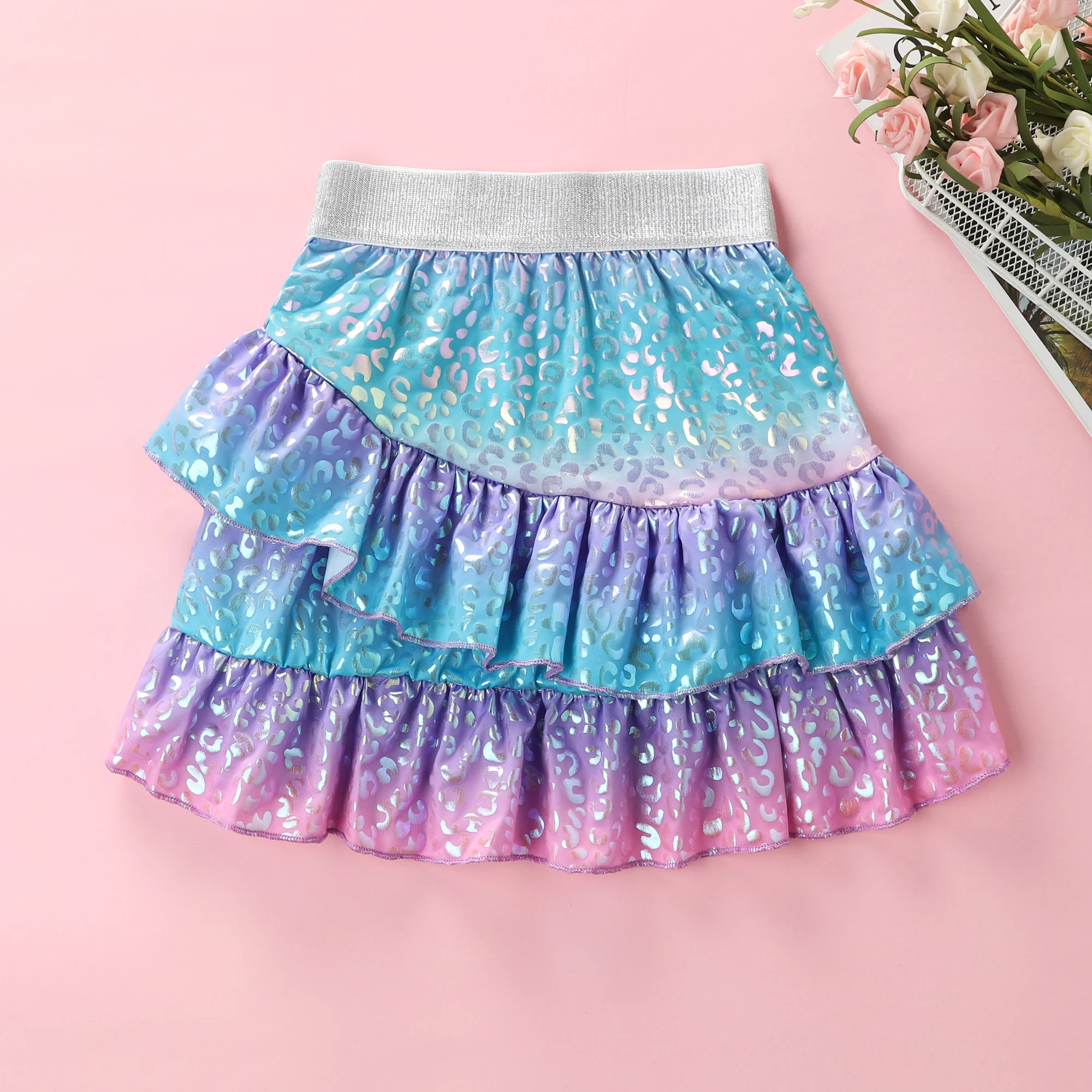 Summer Mermaid Rainbow Fish Scales Birthday Party Skirt For Primary and Secondary School Girls F5510