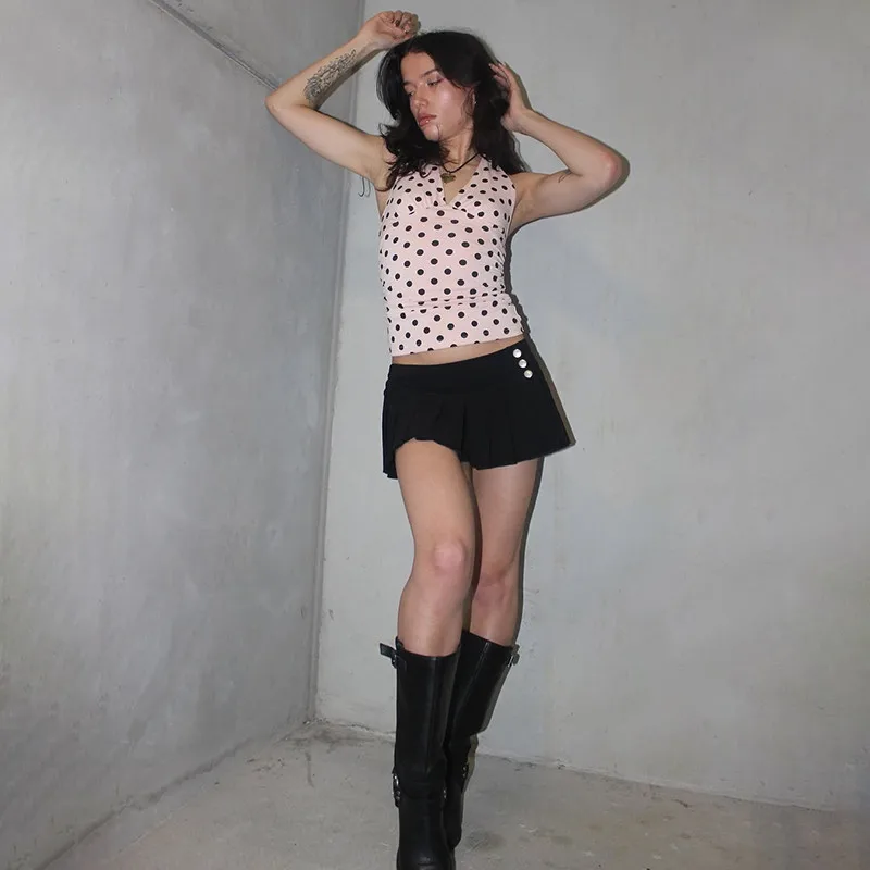 off shoulder polka dot tank styling