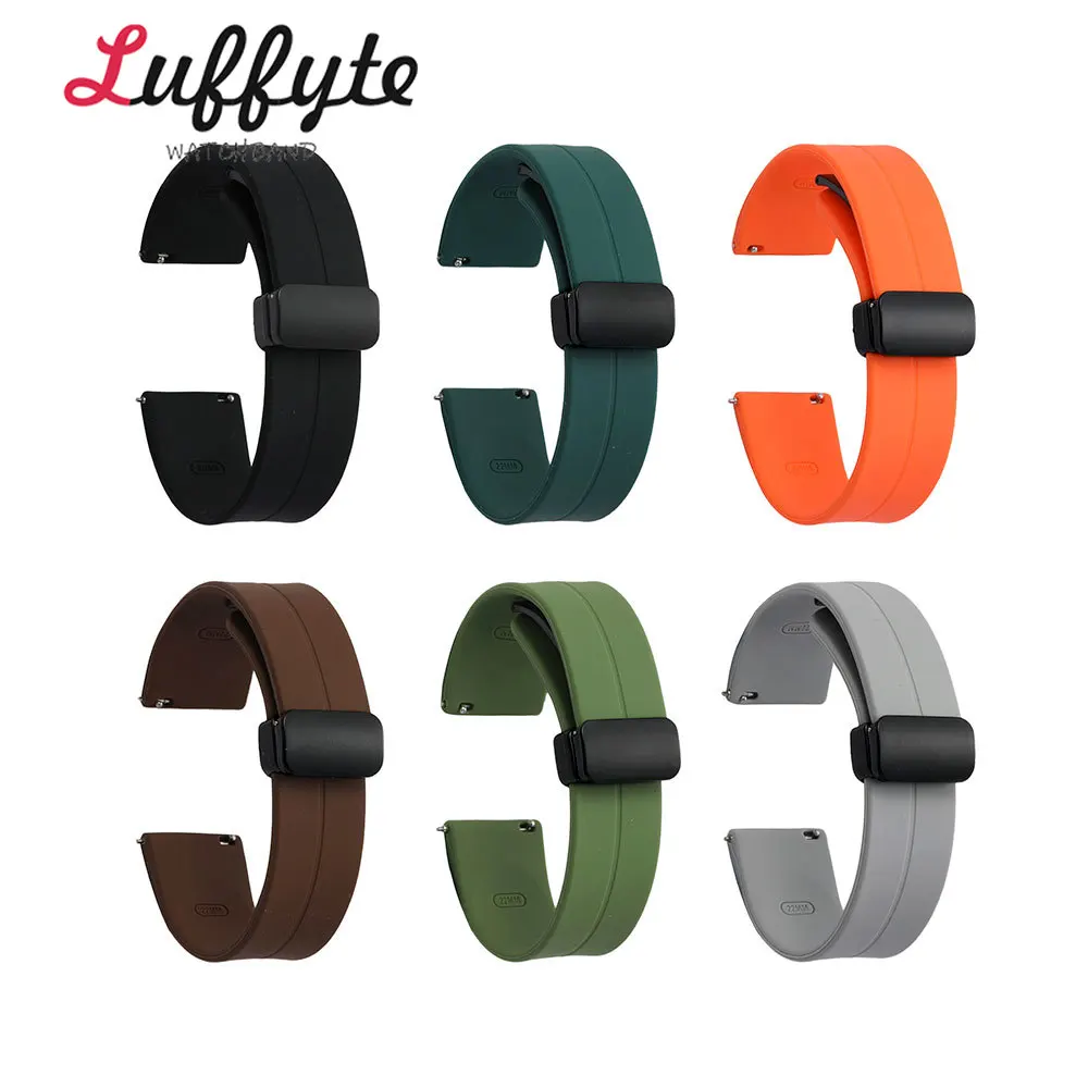 Sport Style Silicone Watch Strap for Men - Quick Release with Magnetic Buckle, Soft & Durable Replacement Band