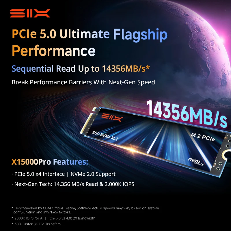SIX X15000 Pro 14356MB/s 4TB Gaming SSD, PCIe 5.0 NVMe, 2400TBW