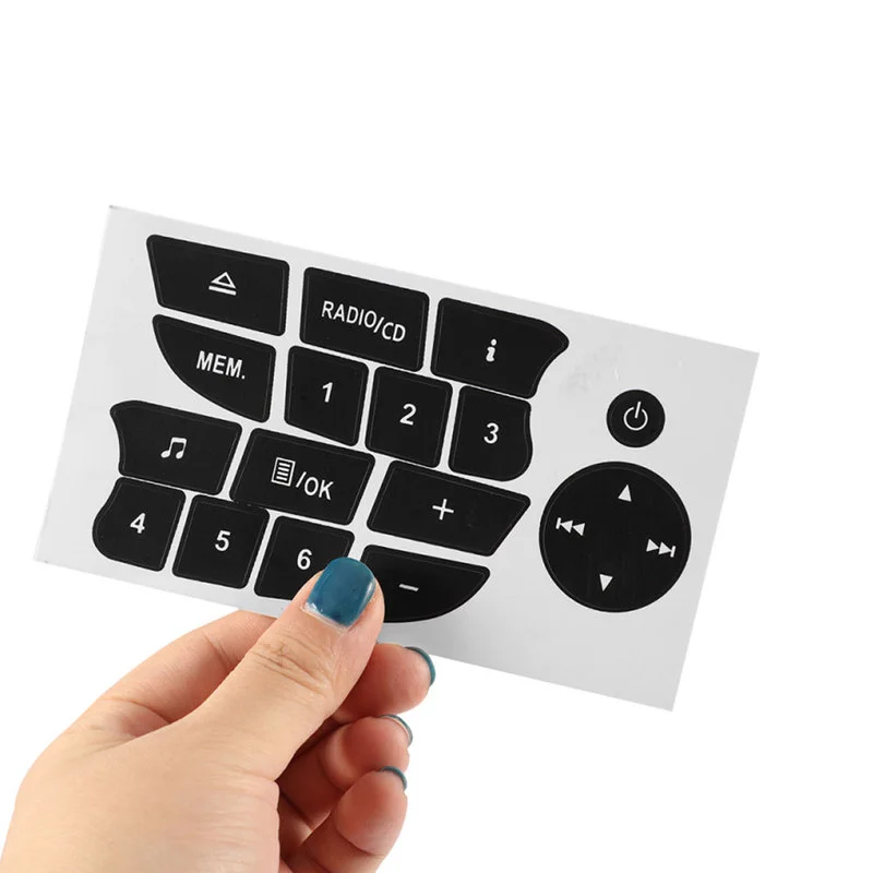 Car Button Repair Stickers For Twingo Renault Clio Megane 2009-2011 CD Radio Audio Button Repair Decals Black