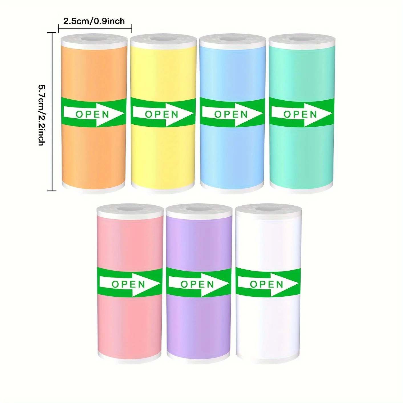 7/14 Roll Portable Mini Printing Paper, Color Adhesive Paper, Self-Adhesive Printing Paper, Printer Label Stickers，57*25mm