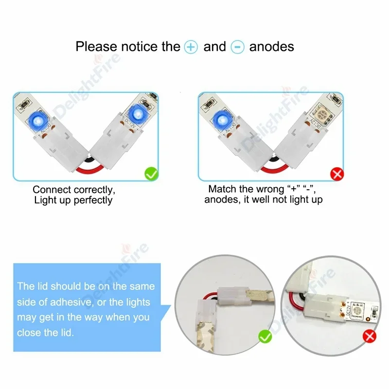 2 3 4 pin LED Strip Connector 8mm 10mm L-Shape 90° Right Angle Adjustable Terminal for WS2811 WS2812 5835 3528 RGB Strip To Wire