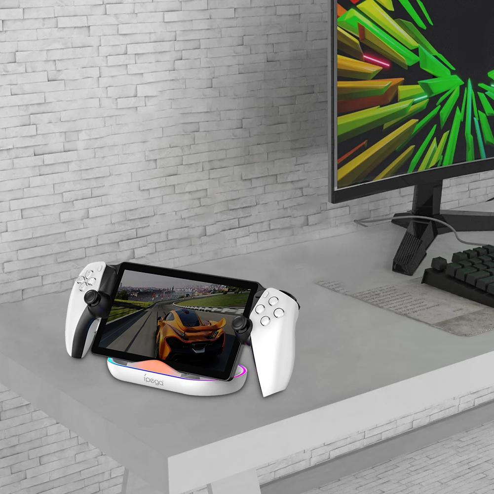 Charging Dock for PS5 Portal Game Console Stand Holder with Charging Cable RGB Light Charger Station for Sony PlayStation Portal
