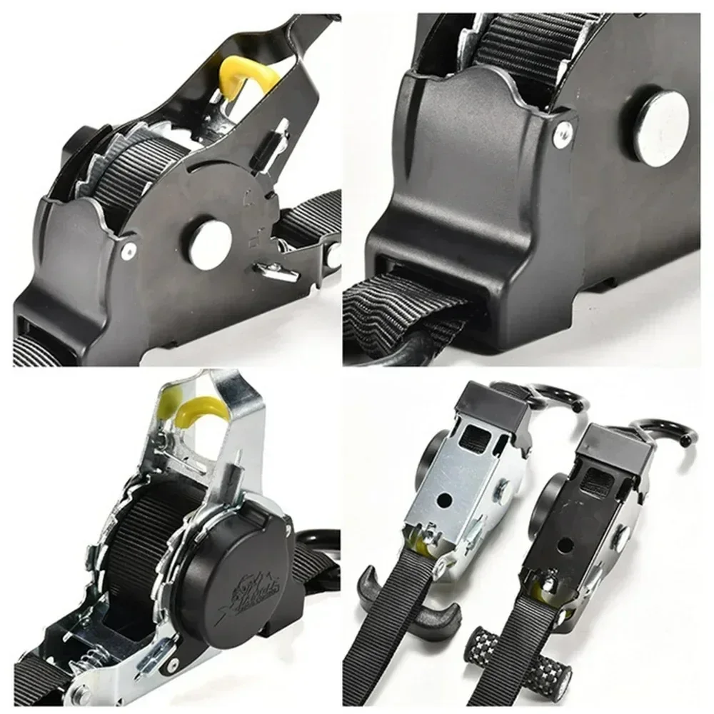 Heavy-Duty Retractable Cargo Straps with Ratchet Tensioner for Secure Load and Luggage Handling