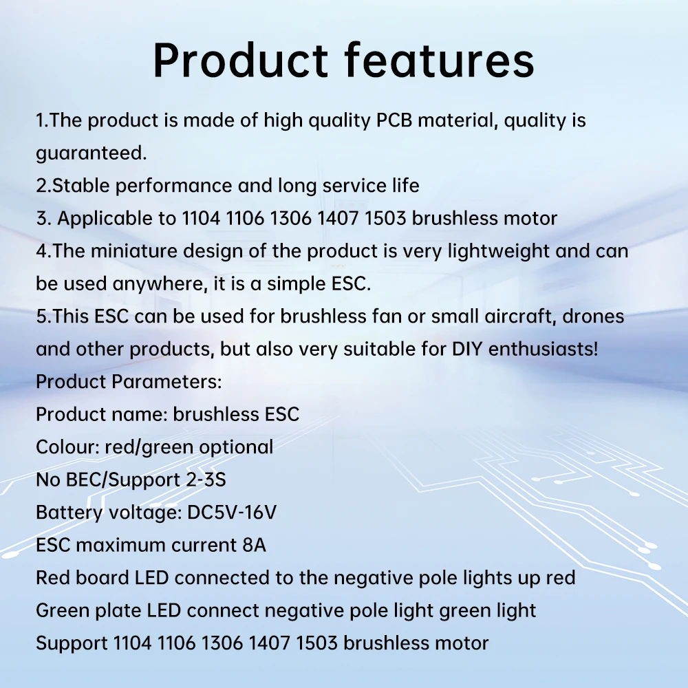 Brushless Motor Speed Regulator DC5V-16V 8A for Model Aircraft