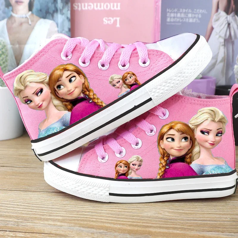 Disney children's canvas shoes girls high top sneakers boys new autumn and winter casual shoes elsa princess Non-slip