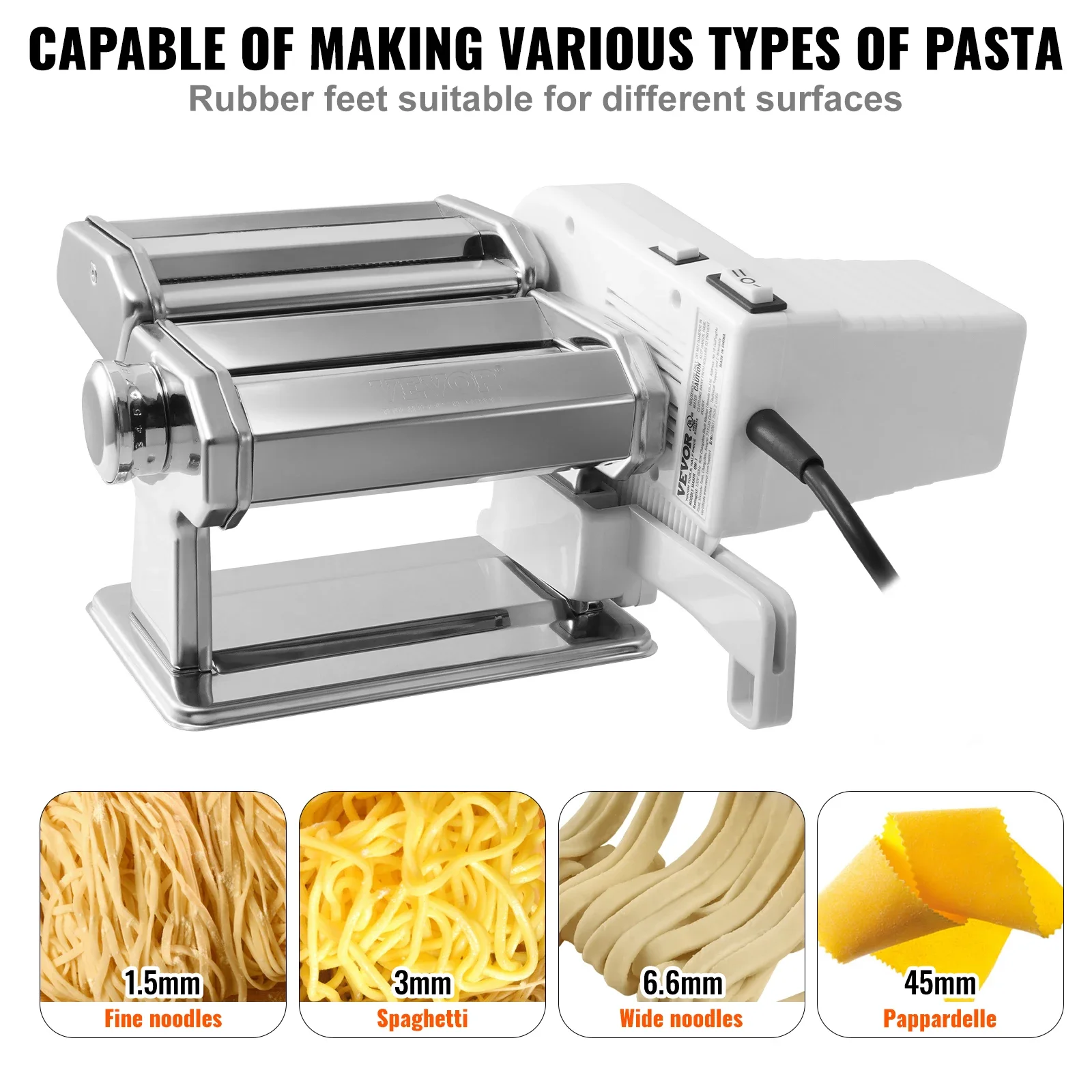 VEVOR Electric Fresh Pasta Maker Machine Stainless Steel Noodle Rollers Cutter Slicer for Cutting Home Appliance 5