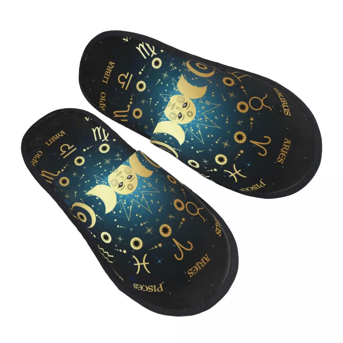 

Wicca Zodiac Slipper For Women Men Fluffy Winter Warm Slippers Indoor Slippers