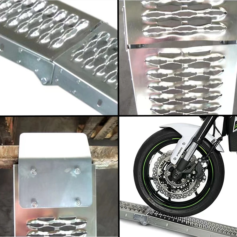 Motorcycle Ramp For ATVs UTVs Pickup Trucks Folding Aluminum Dirt Bike Ramp Single Folding ladder 350kg 1PC
