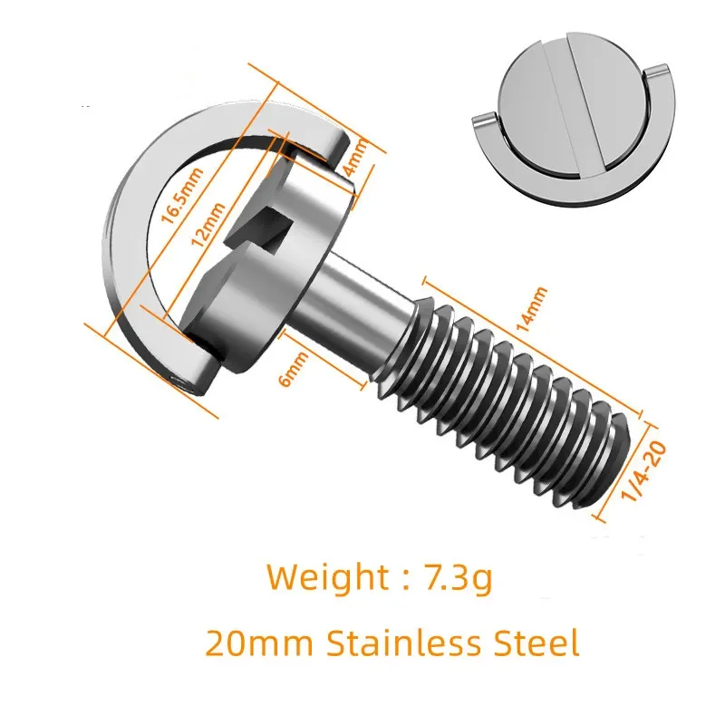 Camera accessories Metal screw adapter Screw mount adapter Camera screw mount 30mm 26mm Long Shank 1/4 Camera Screw Adapter Foldable D Ring for Tripod Monopod Baseplate Rig