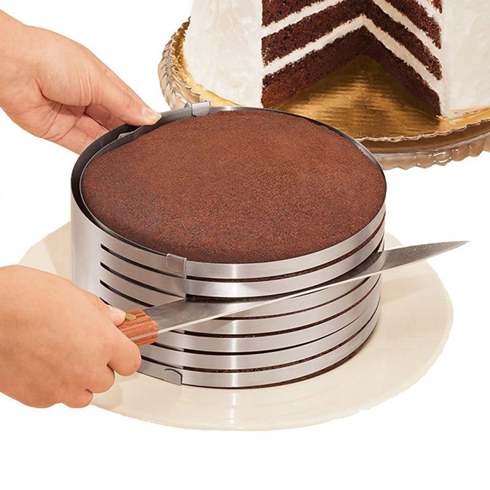 20CM 30CM Adjustable Round Bread Cake Cutter Slicer Stainless Steel 7 Layers Slicer Mousse Ring Mould Baking Gadgets cookie cutter baking mold cookie mould