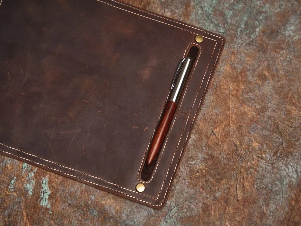 Nasva Echt leder Mauspad mit Stifts chlitz kleines quadratisches Mauspad Studien büro rutsch feste Matte – Detail 10