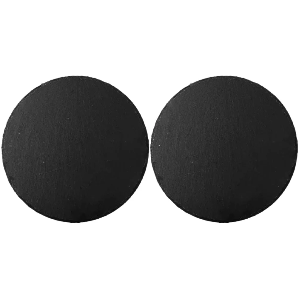 2Pcs Round Natural Plate For Smooth Surface Steak Pizza Sushi Tray Dinner Board Charcuterie Serving Trays Cutlery