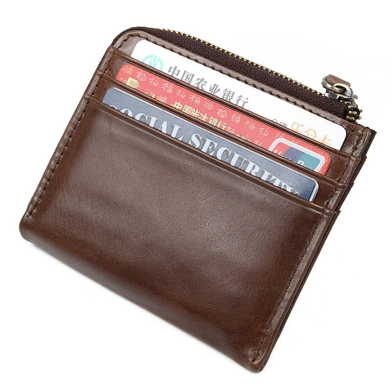 

2023 Retro Genuine Leather Coin Purse Women Men Rfid Fashion Mini Short Zipper Multifunctional Small Coin Credit Card Wallet