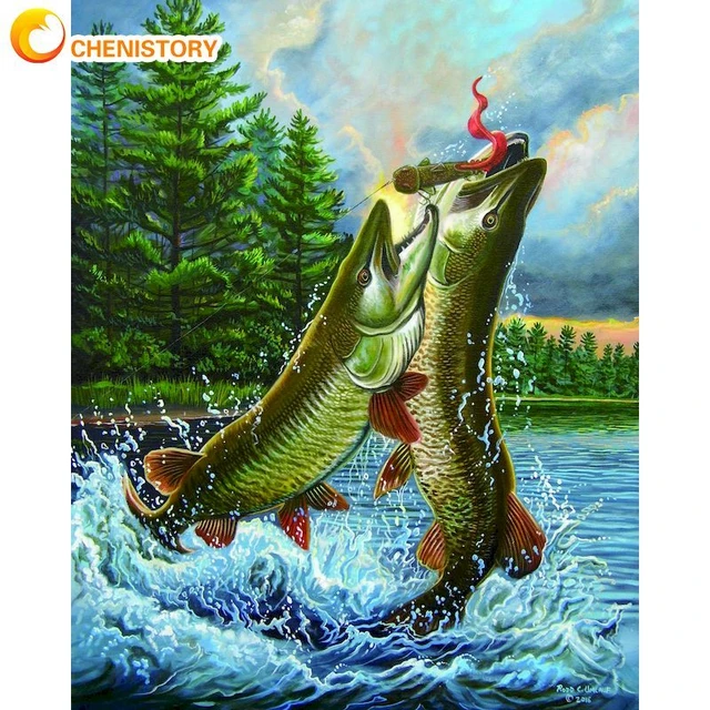 CHENISTORY Full Square Diamond Painting Mosaic Fishing Scenery Embroidery  Diamond Painting Of Rhinestones Home Decor 2023 - AliExpress