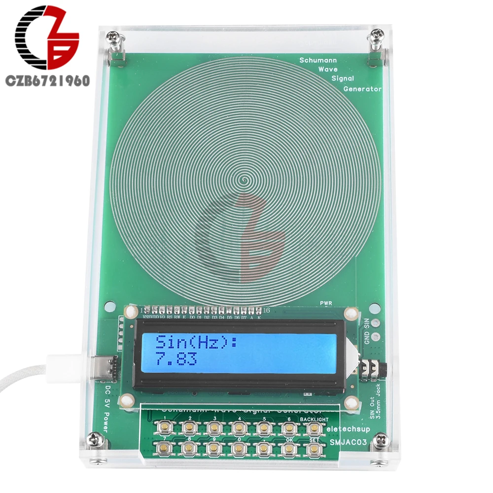DC 4-15V 7.83Hz Schumann Wave Generator High Precision 0.01Hz~100000Hz Pure Sine FM Signal Generators Audio Resonator Type-C 4