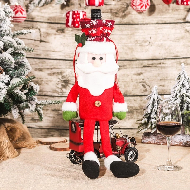 

Long-legged Santa Snowman Elk Christmas Wine Bottle Cover Xmas Decor Wine Bottle