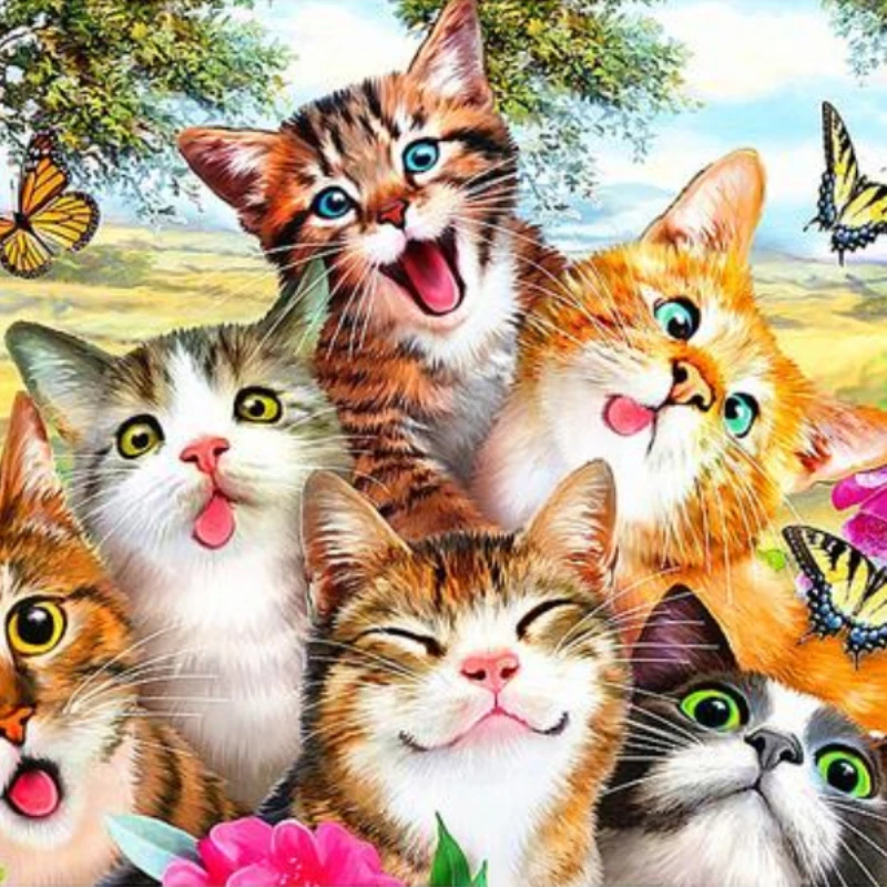 70*100cm 2000pcs Advanced Paper Jigsaw Puzzle The Cat Family