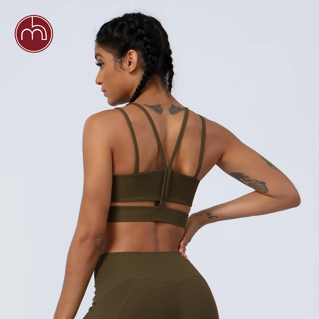 

Ribbed Yoga bra Women Soft Beauty Back Fitness Gym Breathable Sport Underwear Athletic Running Dance Pilates Tank Top Wear