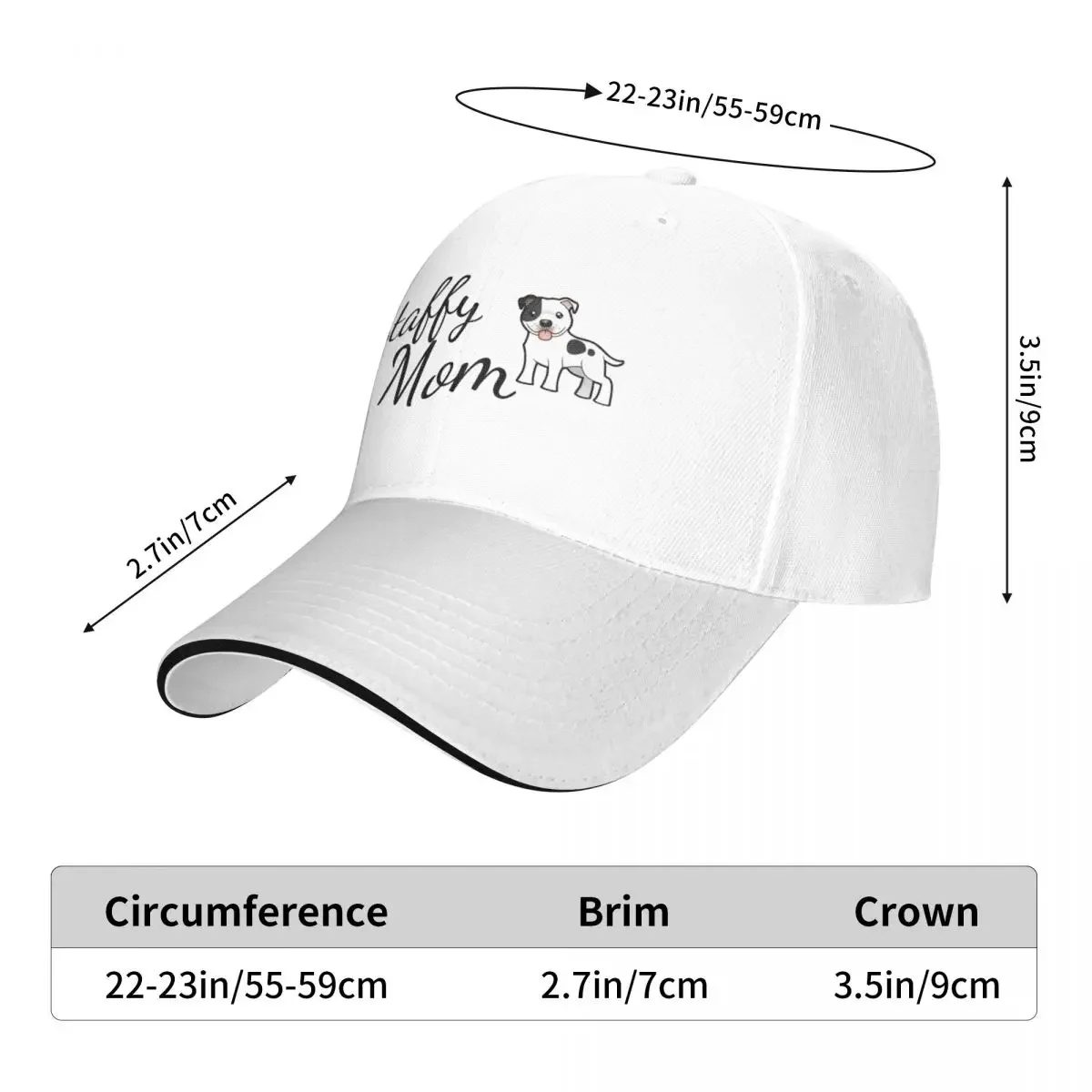Staffy Mom, Staffordshire Terrier Cap Baseball Cap Visor uv protection solar hat Hat ladies Men's