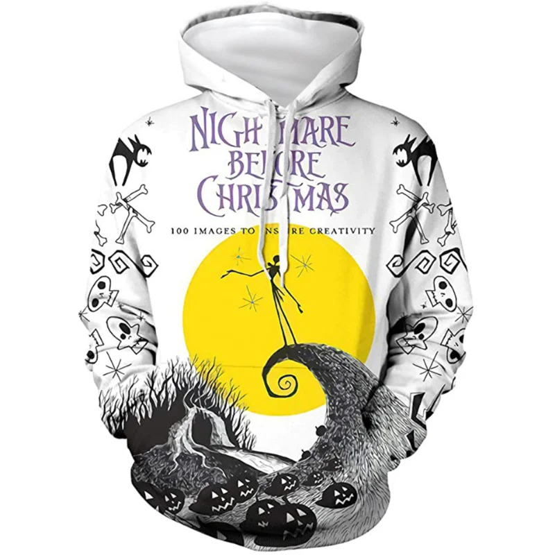 thumbnail image 1 of Sudadera con capucha con estampado 3D de pesadilla antes de Navidad para hombres y mujeres, sudaderas con capucha de Jack Skellington Sally, sudaderas con capucha de Cosplay de terror de Halloween, re, 1 of 5
