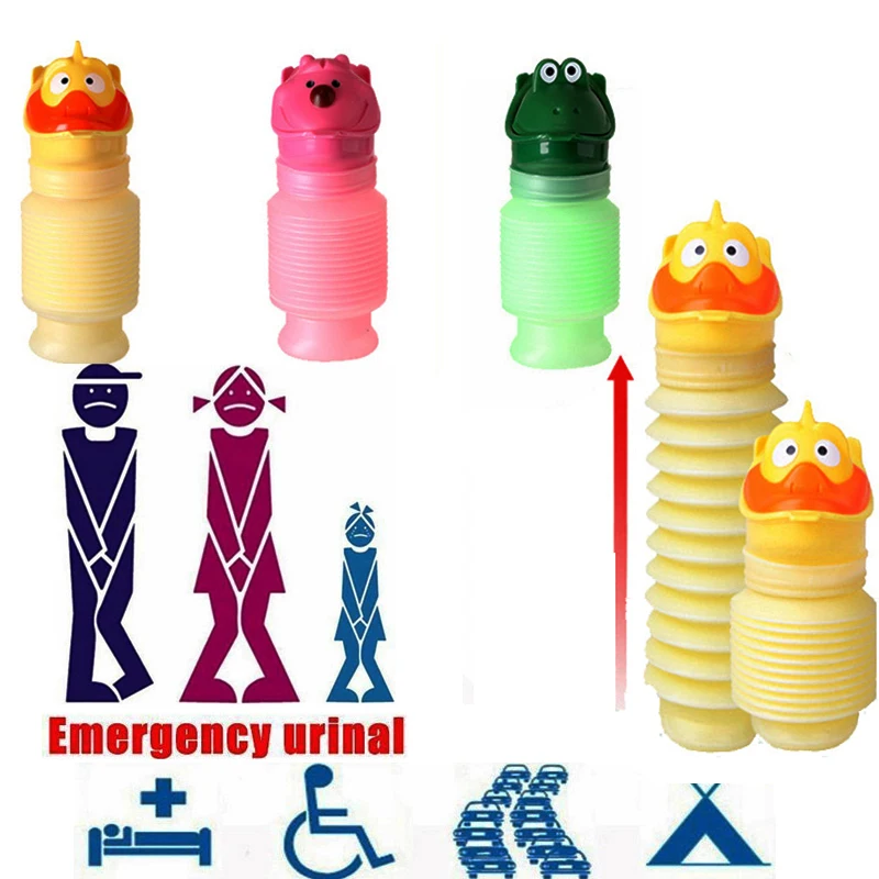 portable car toilet baby urinal travel boy girl outdoor kid potty vehicular training cartoon urinal leak proof convinient tools Emergency Portable Kids Urinal Outdoor Car Travel Shrinkable Toilet Pee Bottle 600/750ml Anti-leakage Boy Girl Training Potty