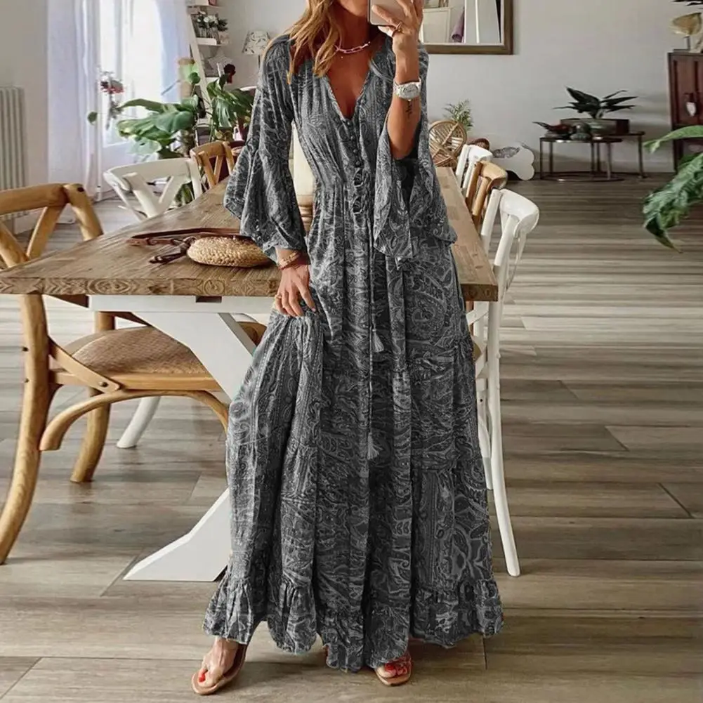 Robe-longue-de-plage-style-boh-me-pour-femmes-v-tement-d-contract-col ...