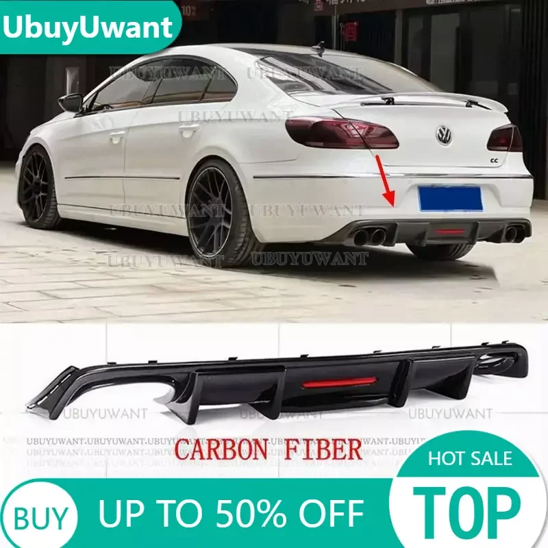 

Подходит для Volkswagen Passat CC, спойлер 2009-2017 в виде акулы с зеркальным диффузором, бампер, задняя губа из углеродного волокна