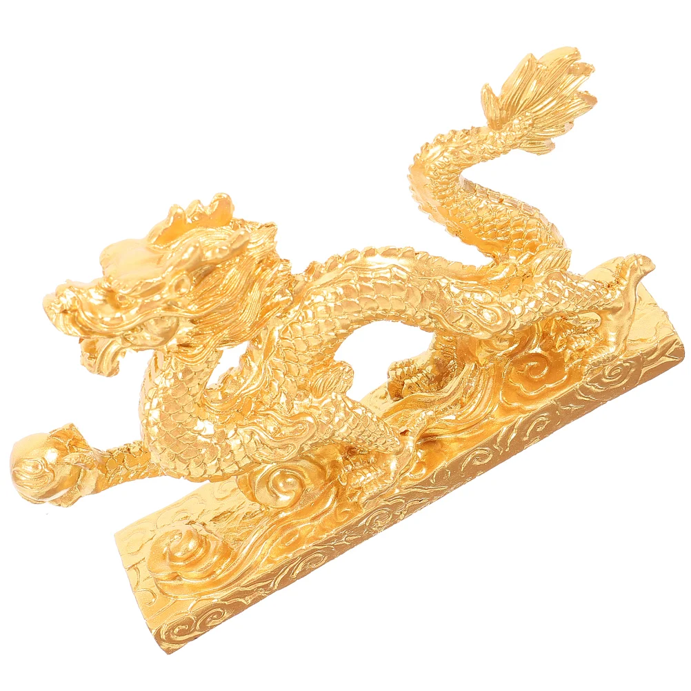 

Vintage Dragon Ornament Desktop Simulation Chinese Dragon Decor Resin Dragon Gold Color New Year Gifts