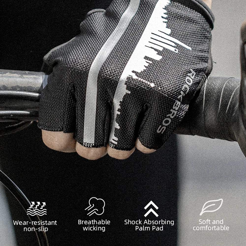 ROCKBROS Cycling Gloves SBR Pad Breathable Fingerless Gloves Shock Absorbtion Non-Slip Bicycle MTB Silicone Palm Rest cycling gloves