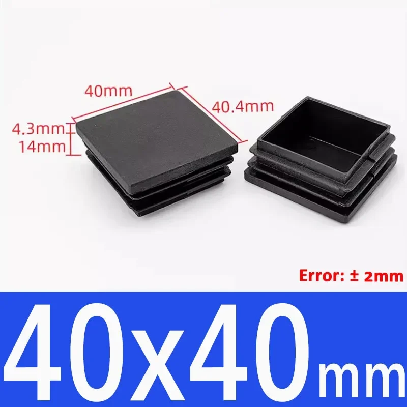 Black Square Plastic End Caps for Table or Chair Feet Protection