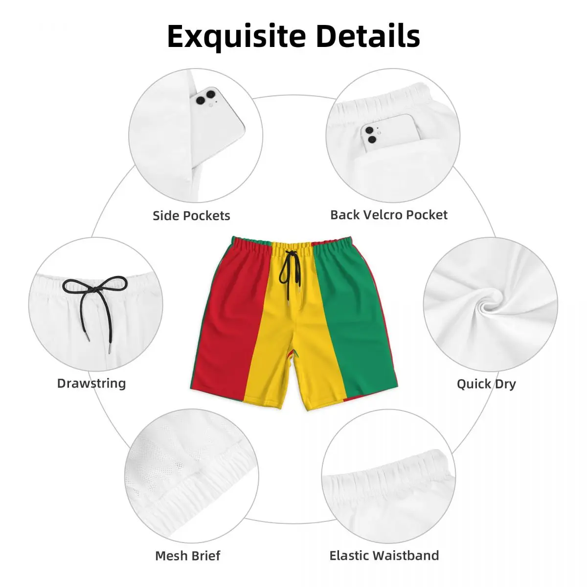 Jamaican Lion Flag Gym Shorts Summer Cool Printing Classic Beach Shorts Male Sports Surf Breathable Custom DIY Beach Trunks 5