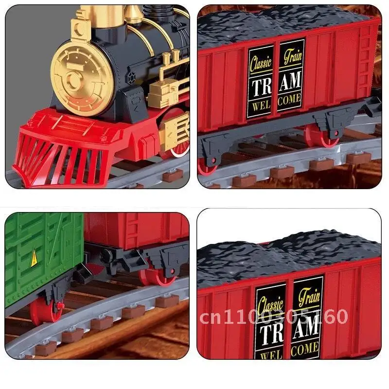 Electronic Train Toy And Car Railway And Tracks Steam Track Set Toys Gift Birthday LED With Train Kids Spray Light