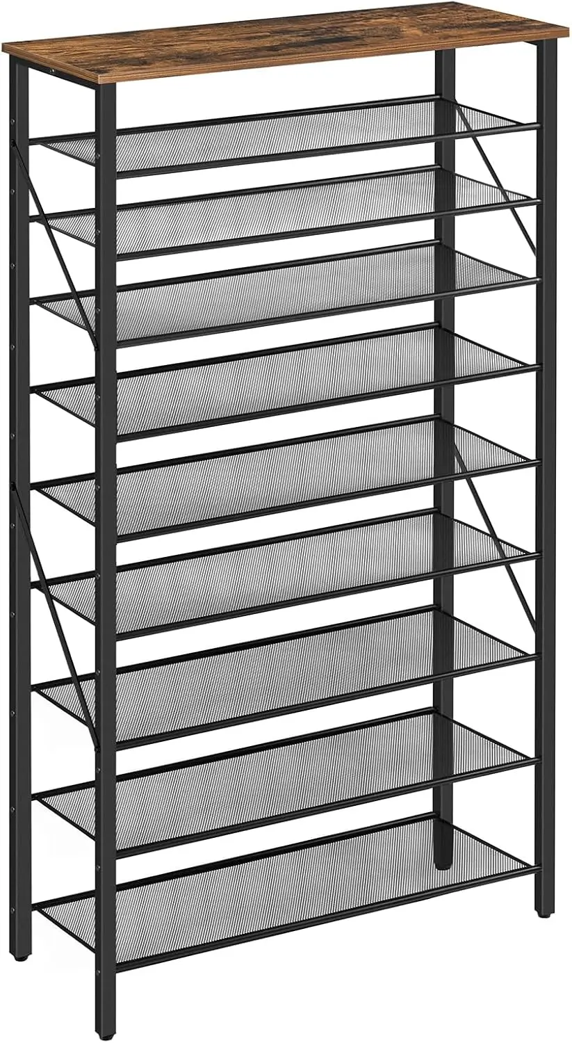10-Tier Metal Shoe Rack Organizer, Holds 36-40 Pairs, Sturdy Freestanding Storage for Entryway Bedroom