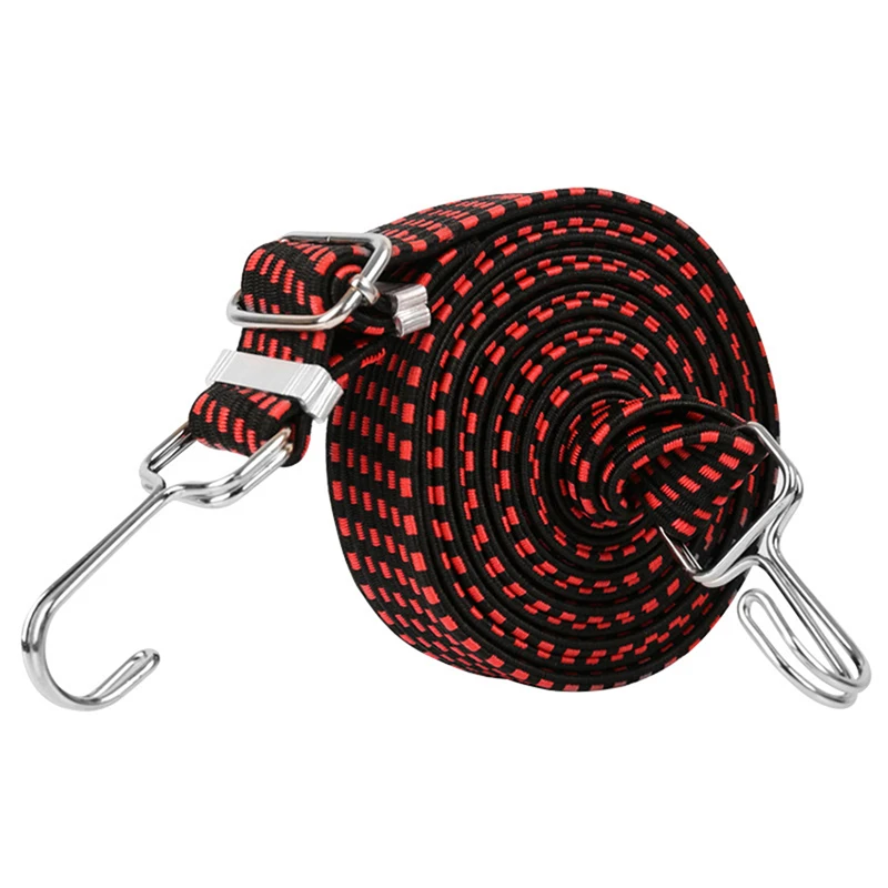 Flat Bungee Cords Elastic Straps with Metal Hooks 0.5/1/2/3/4 Meters Heavy Duty Cord for Luggage Motorcycle Helmet Tent Bike motorcycle bungee net