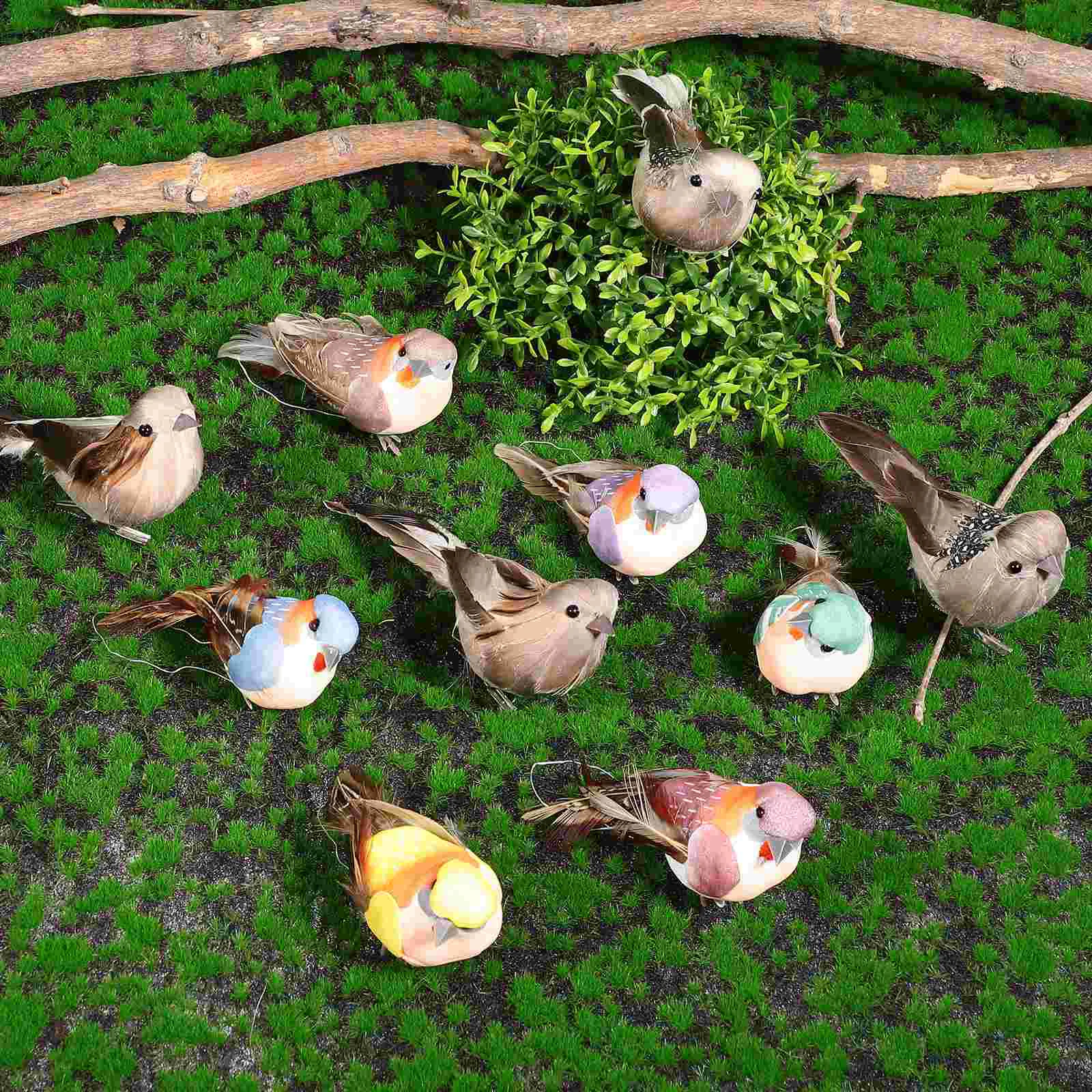 

10 Pcs Foam Bird Fake Ornament Home Decor Decorate Artificial Simulation Birds Models