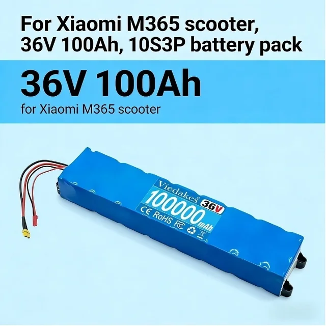 Batterie au lithium rechargeable 18650 pour trottinette électrique M365, pack 10S3P 36V 100A avec BMS intégré et chargeur anti-surchauffe 1