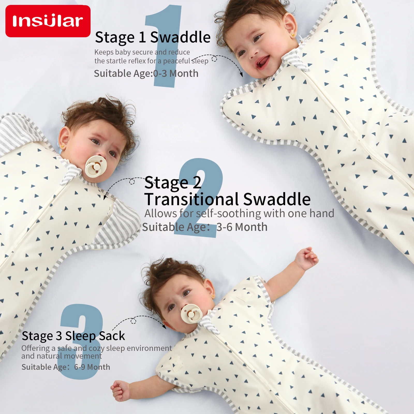 INSULAR Baby Sleeping Bags 100% Cotton Infant Sleep Sack Anti-shock Sleeve Sleeveless Uterine Simuolation Design 4 Seasons 2