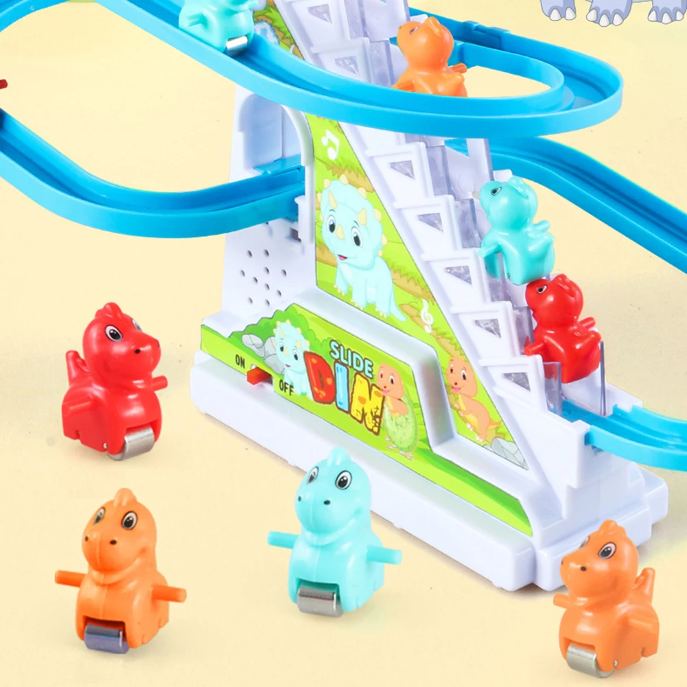 3PCS Early Educational Toys Duck/Pig/Dinosaur/Penguin Climb Stairs Toy Roller Coaster Toy for Kids 3 Years Old and Up 5
