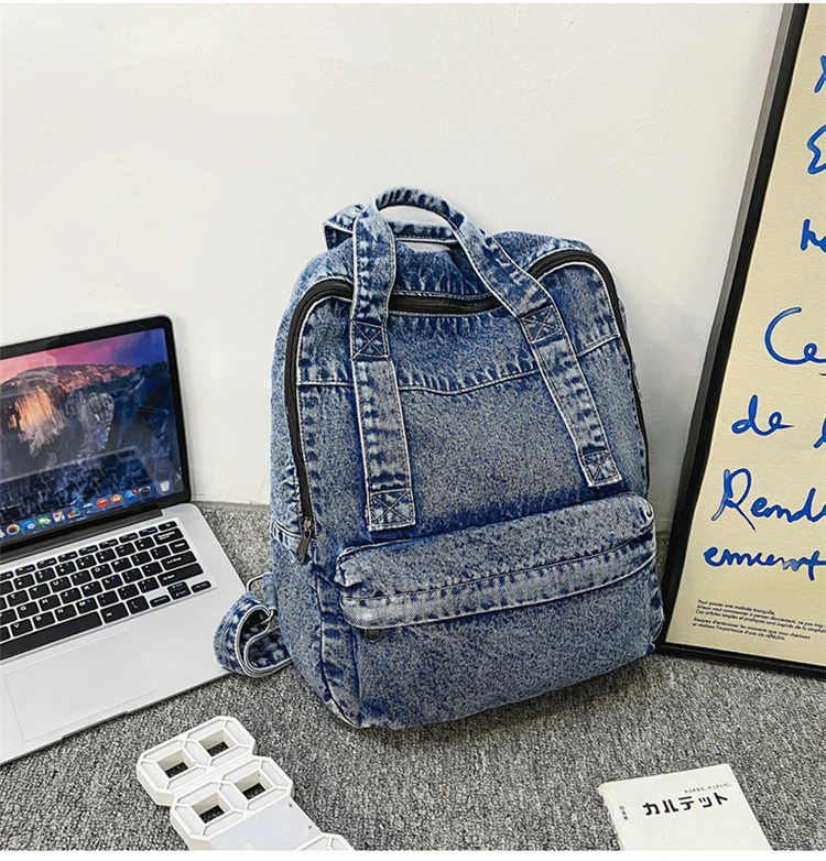 2022 Spring New Denim Women's Backpacks Casual Fashion Travel Backpack High School Girl Student's Schoolbag Mochila Feminina