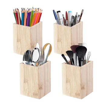 Scatola portapenne in legno Astuccio per matite Organizzatore per ufficio fai-da-te Portapenne da tavolo Contenitore per pennelli per trucco Forniture di cancelleria per ufficio domestico