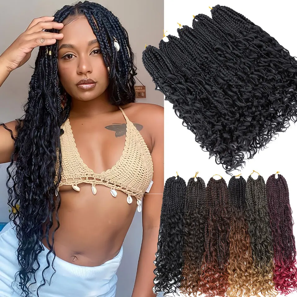 S-noilite Synthetic 14/18 inch Goddess Locs Hair Curls Ends Pre Looped Boho Dreadlocks Hair Extensions Soft Braiding Pieces