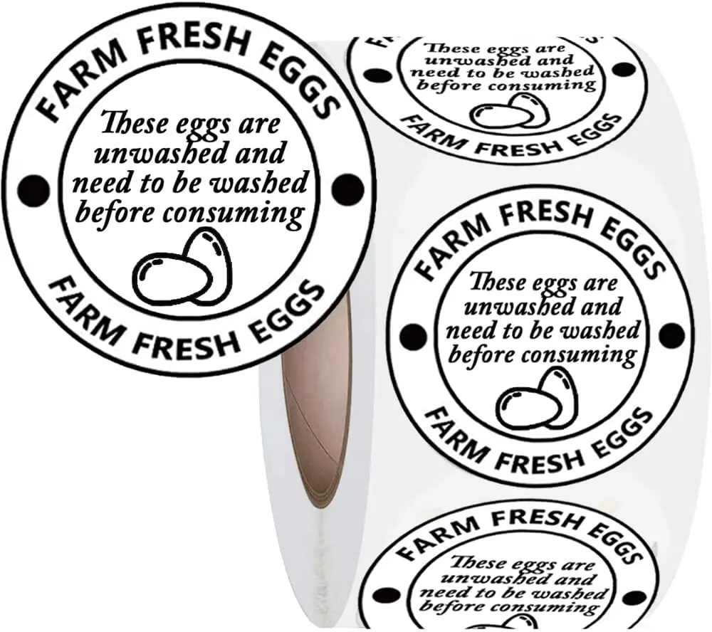 500 Pcs Farm Fresh Eggs Stickers From Happy Chickens Label 1.5 Inch Carton Market Package