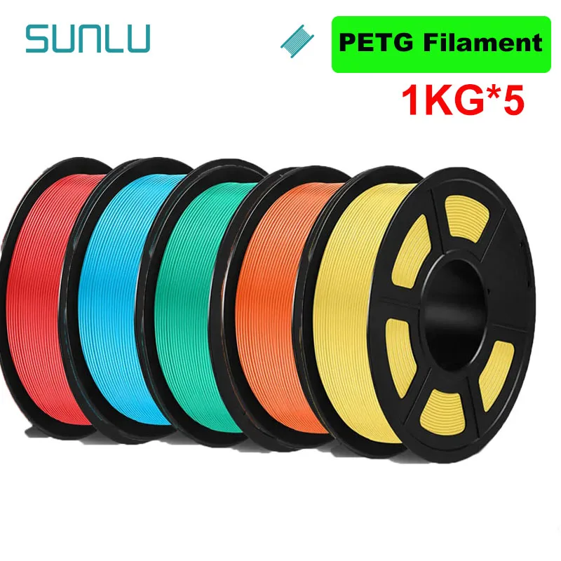 thumbnail image 1 of SUNLU 5KG 3D PLA/PETG/PLA PLUS/Filamento transparente 1,75 mm 5 rollos 1KG Impresora 3D Filamento 3D perfectamente enrollado para impresora 3D y bolígrafo 3D, 1 of 5