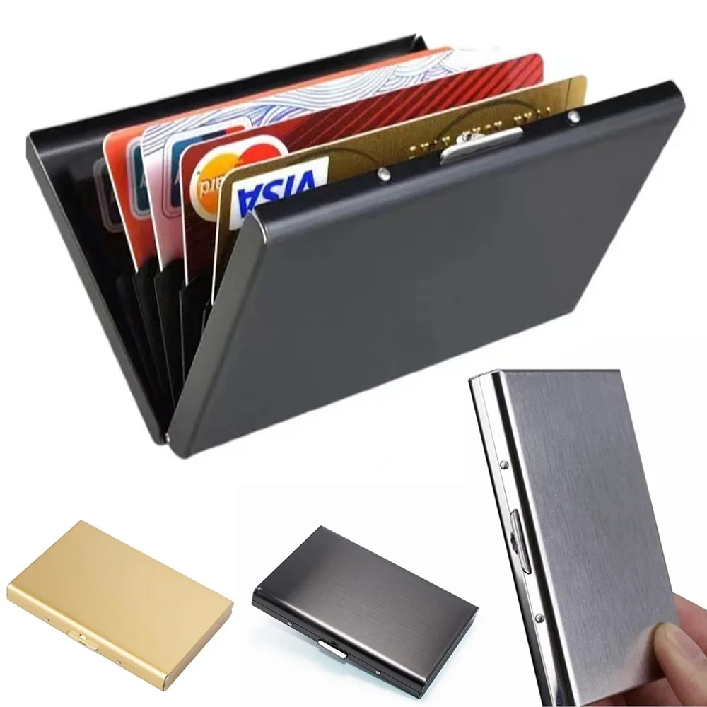 

1pc Fashion Aluminum Anti Magnetic Card Holder Women Men Metal Credit Card Business Card Holders Organizer Purse Wallet